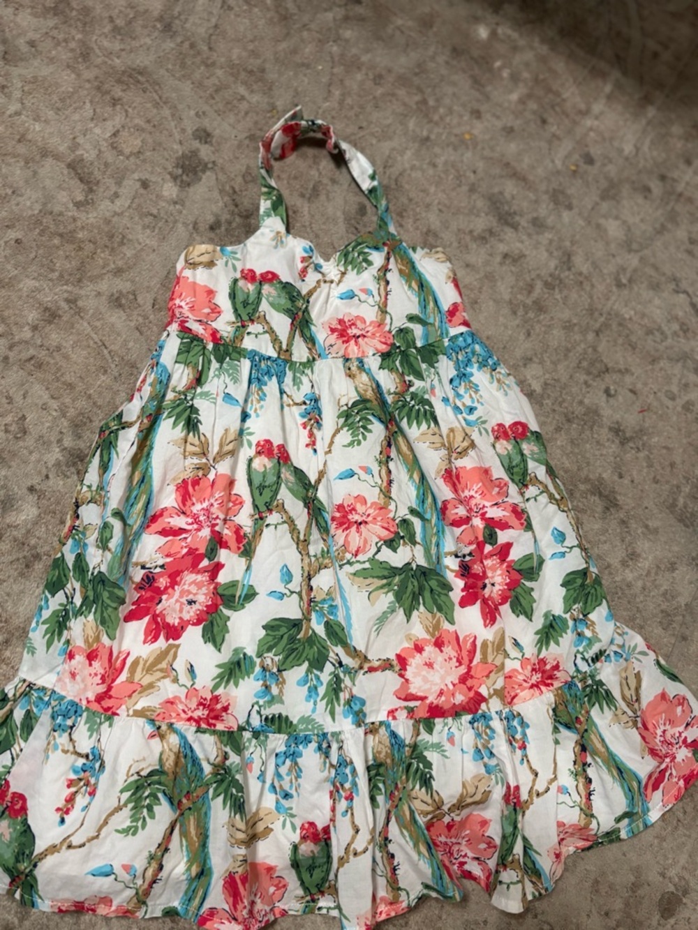 Janie and Jack White Floral Dress with Pink & Green Accents